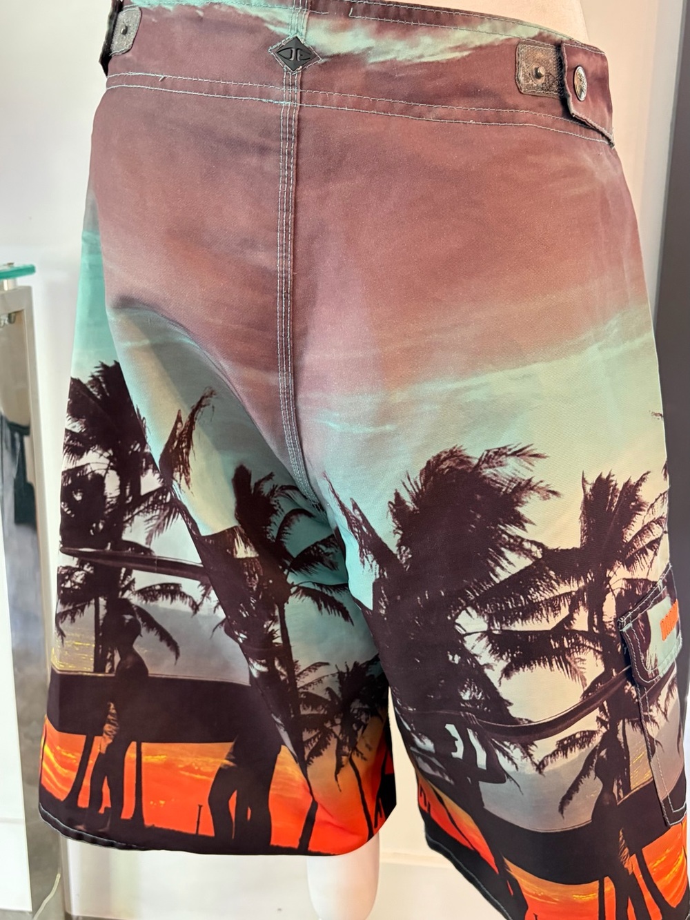 Ocean earth Teal, Coral & Black Palm Sunset Hybrid swimsuit